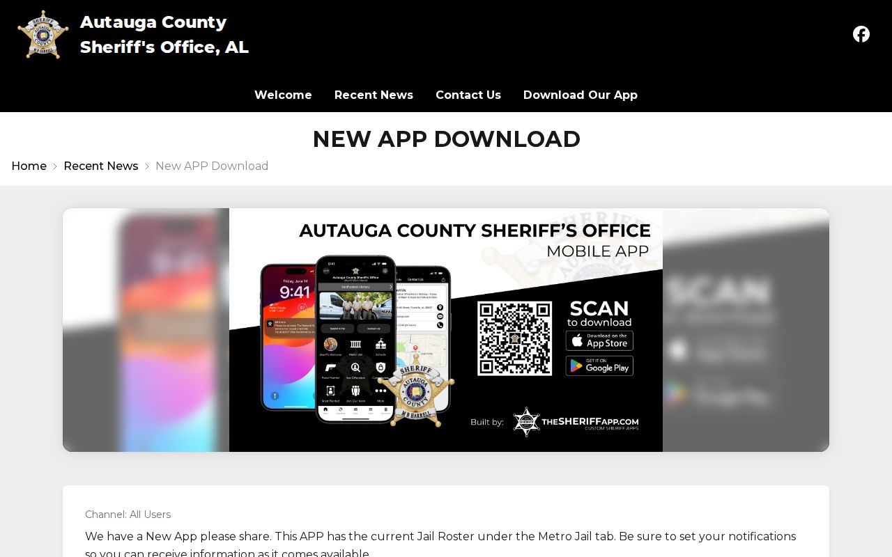 Autauga County 24 hour release app notice for the sheriff roster
