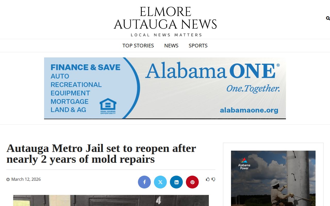 Autauga County temporary holding jail release records during Metro Jail repair period